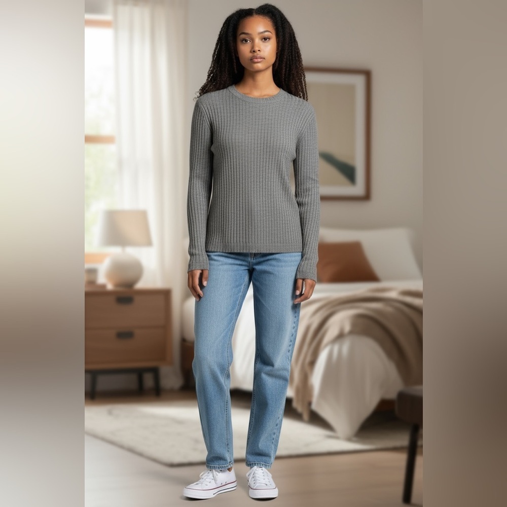 NWOT, Joe Fresh, Gray Ribbed Long Sleeve Top, Small